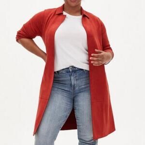 Torrid Long Suede Jacket Coat Dark Orange Size 5